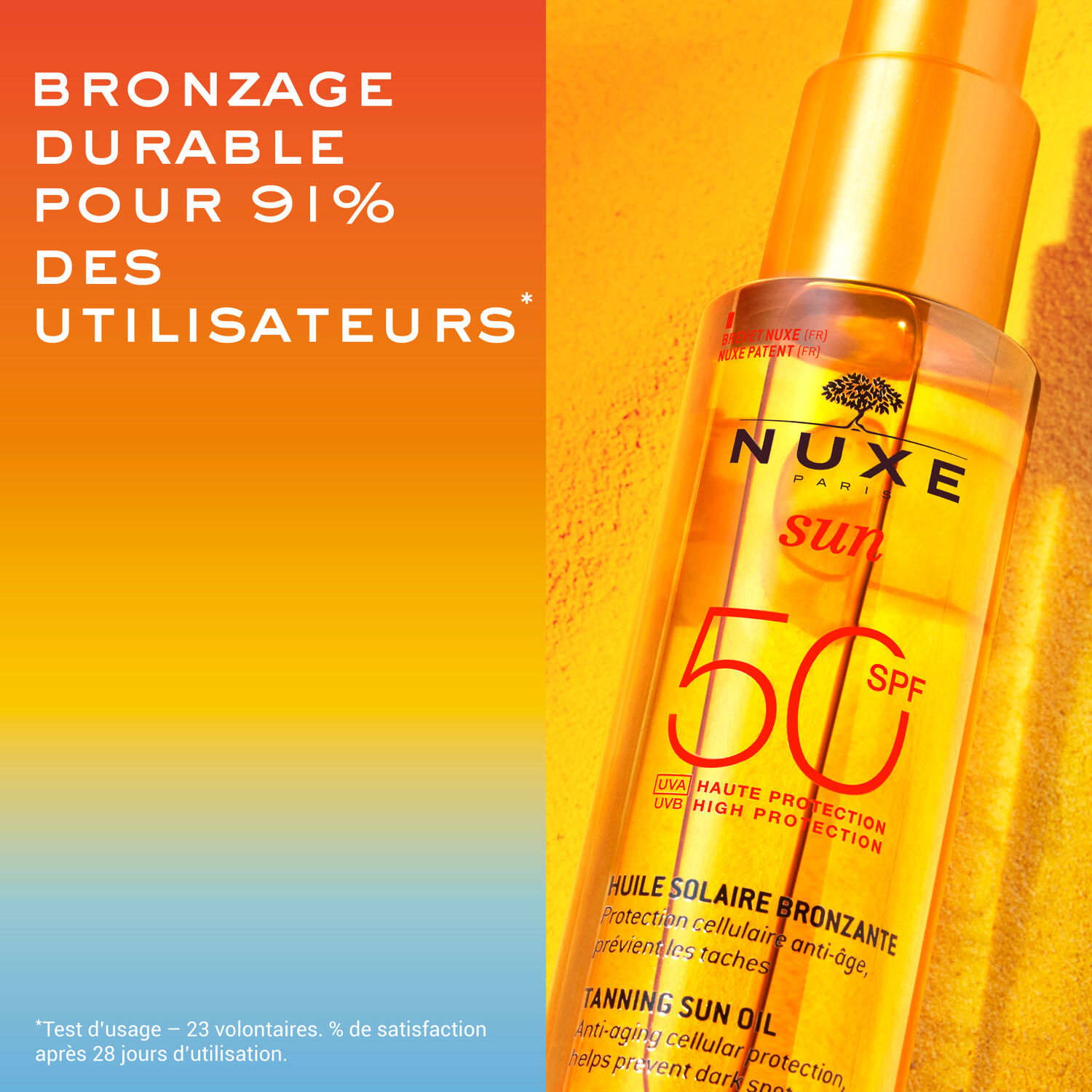 Nuxe Huile solaire bronzante haute protection SPF50 Nuxe Sun - Tous types de peaux - 150ml