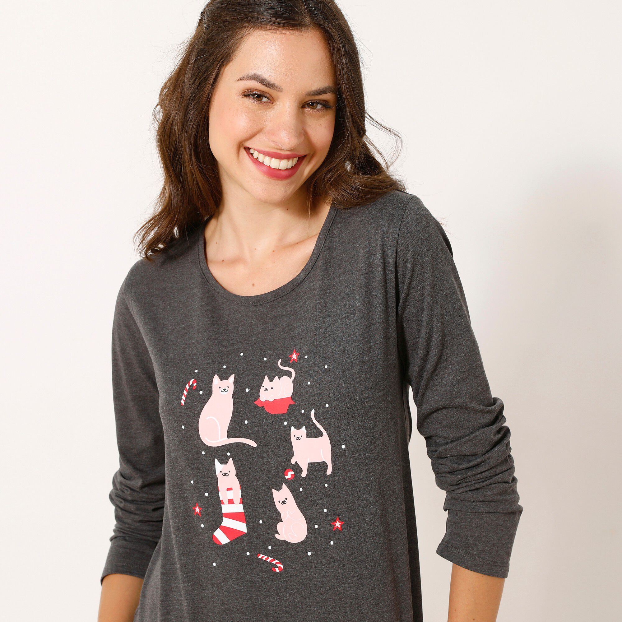 Pyjama pantalon imprimé chat
