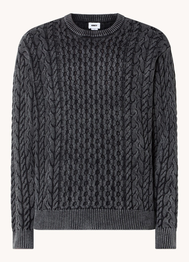 Obey Cable-knit sweater with washed finish