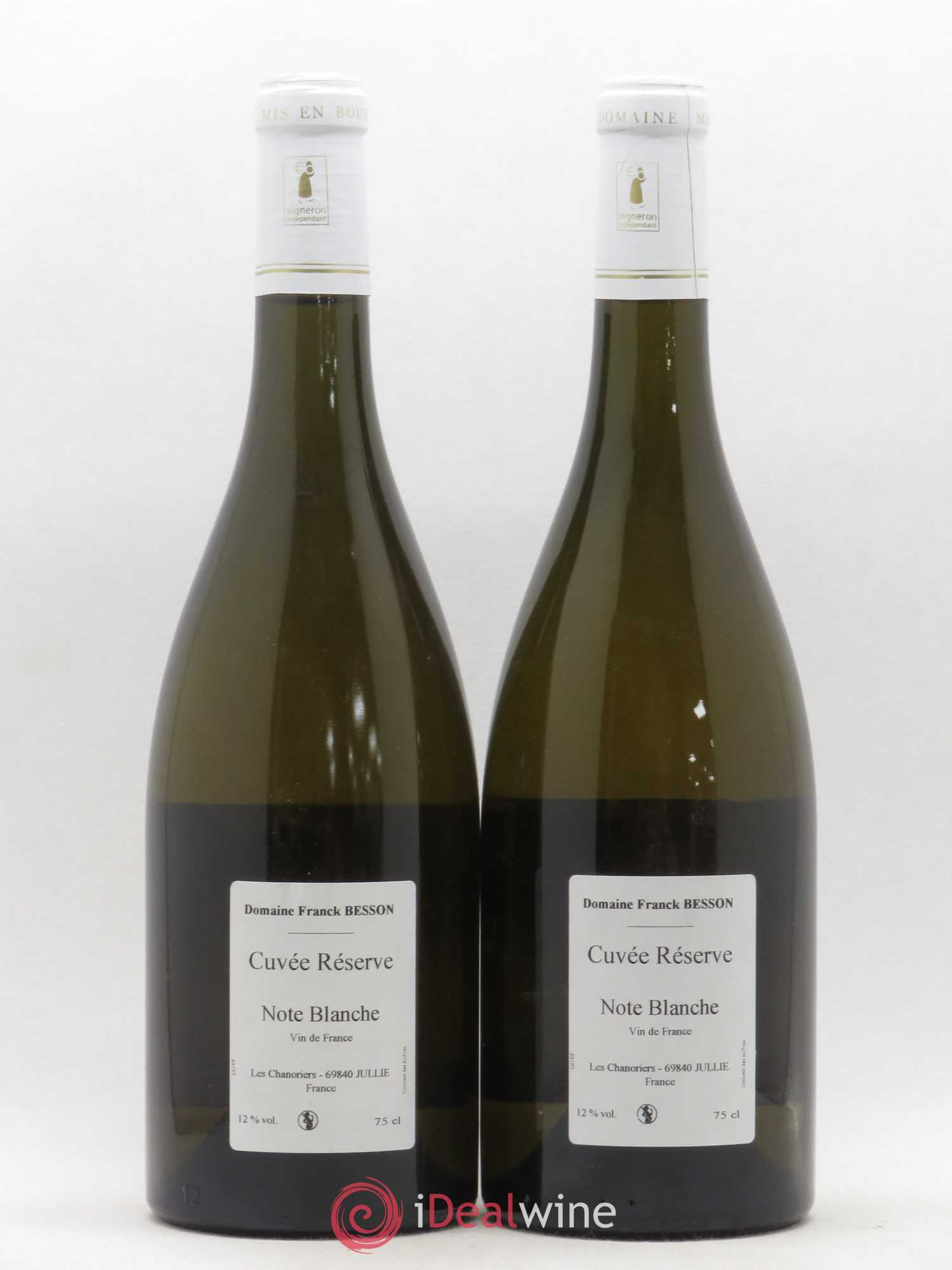 Vin de France Cuvée réserve Note Blanche Terre de Granit Vieilles vignes Domaine Franck Besson  - Lot de 2 Bouteilles
