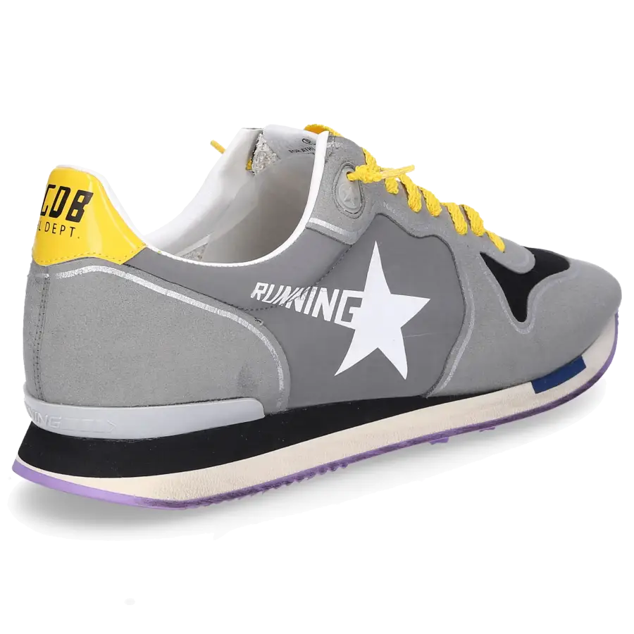 Golden Goose - Sneaker low RUNNING Glattleder Textil Used gelb grau schwarz - grau