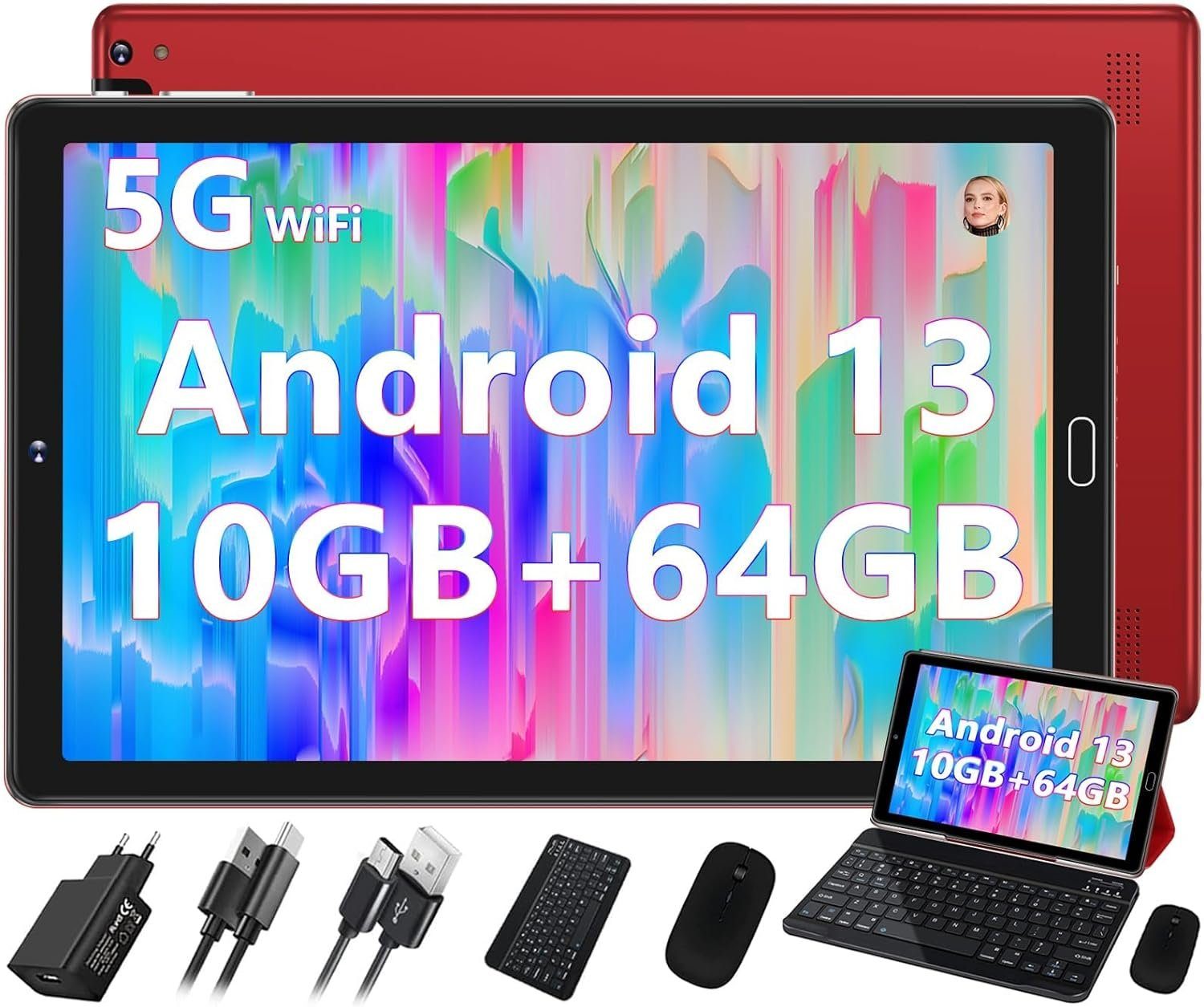 GOODTEL Tablet 10 Zoll Android 13 PC 10GB RAM+64GB ROM, (TF 1TB),WiFi, 5G/2 Tablet (10
