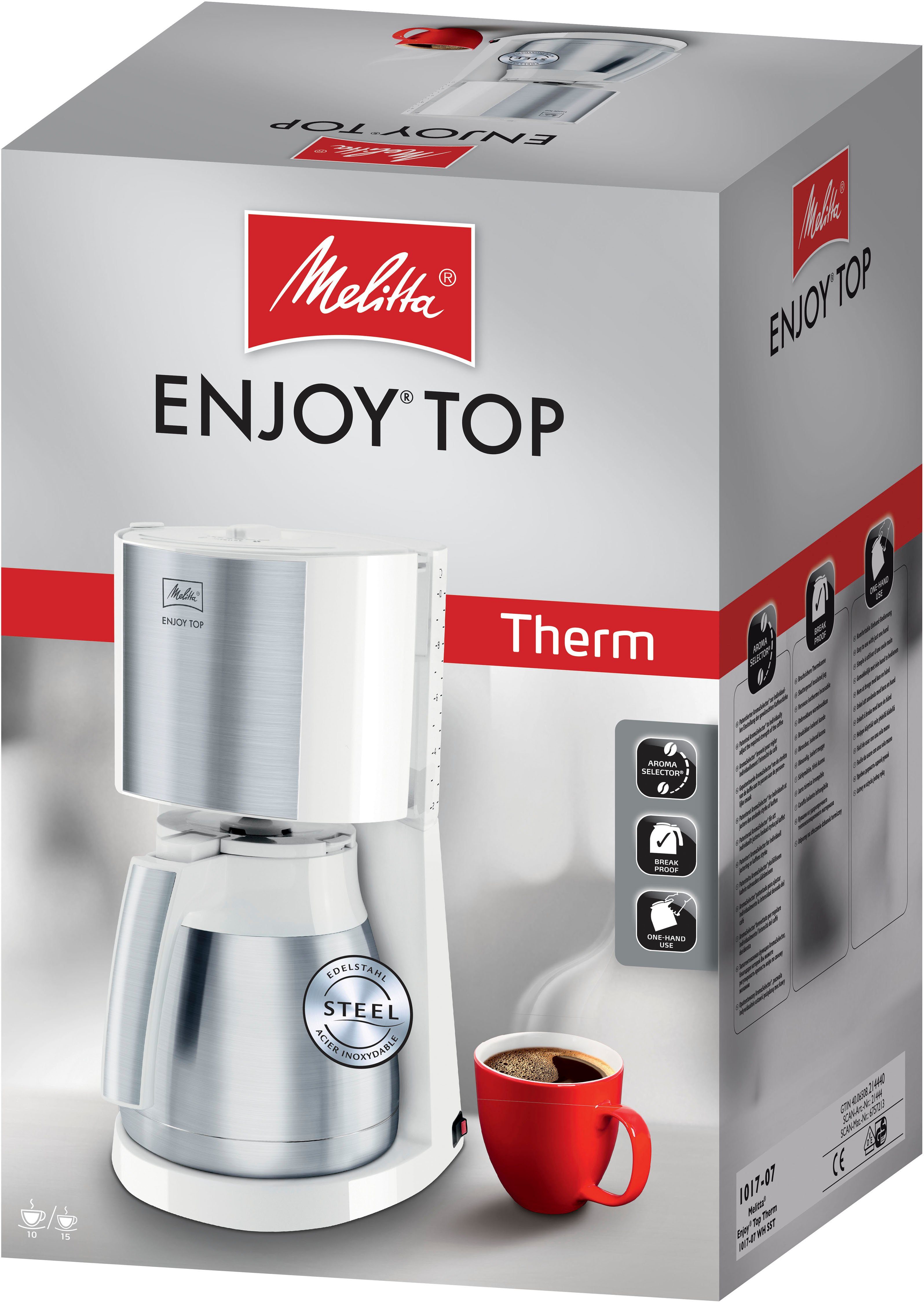 Melitta Filterkaffeemaschine Enjoy® Top Therm 1017-07 weiß, 1,25l Kaffeekanne, Papierfilter 1x4