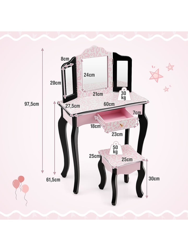 COSTWAY 2 in 1 Schminktisch in Rosa günstig kaufen 97 cm