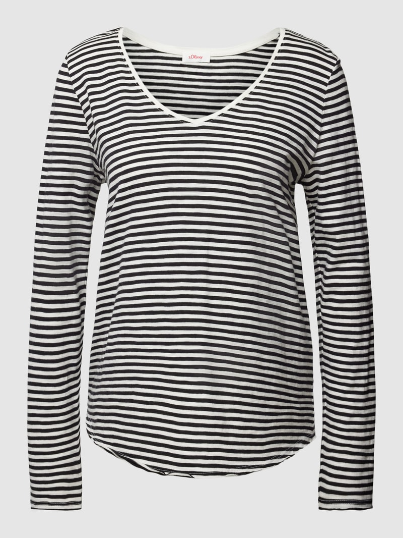 Longsleeve mit V-Ausschnitt in schwarz