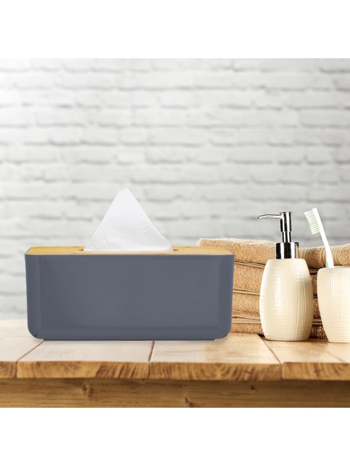 relaxdays Taschentuchbox in Grau/Natur günstig kaufen onesize