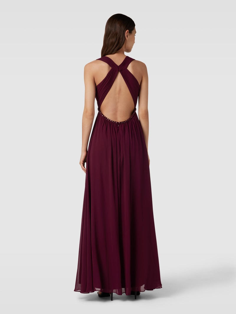 Abendkleid mit Raffungen in kirschrot meliert