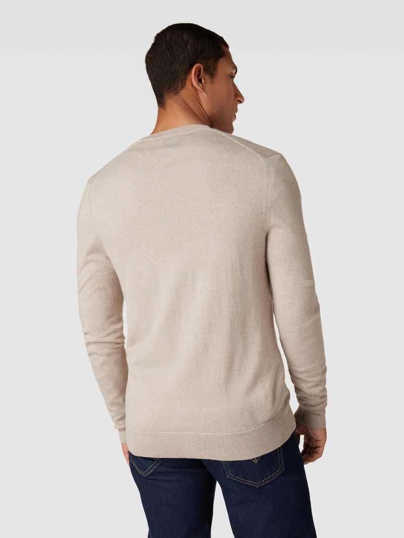 Strickjacke mit V-Ausschnitt und Knopfleiste in sand meliert