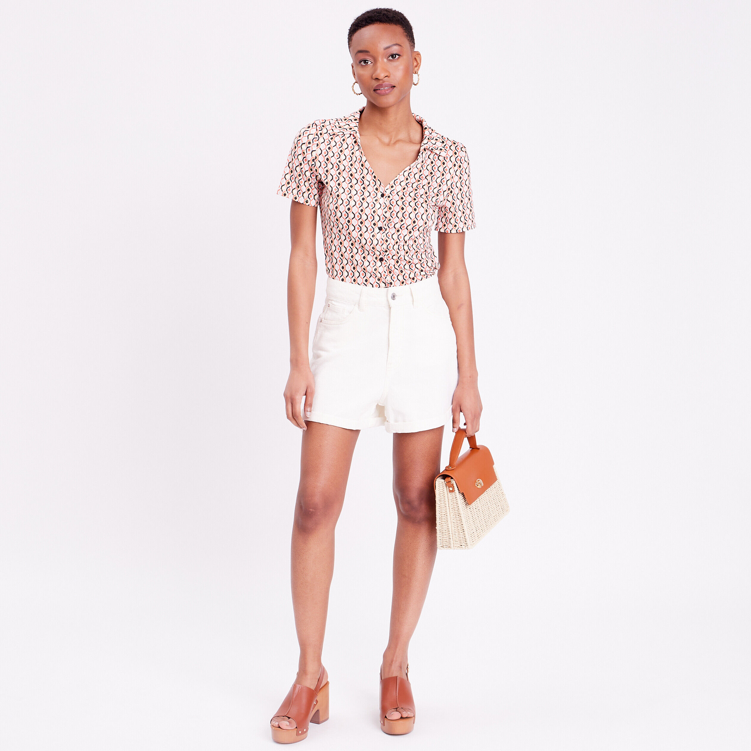 Chemise manches courtes beige femme | Cache Cache