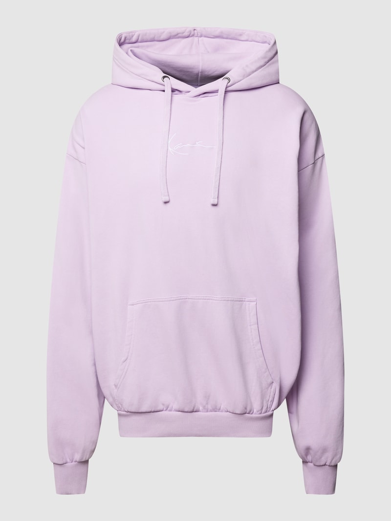 Hoodie mit rückseitigem Label- und Motiv-Print in flieder