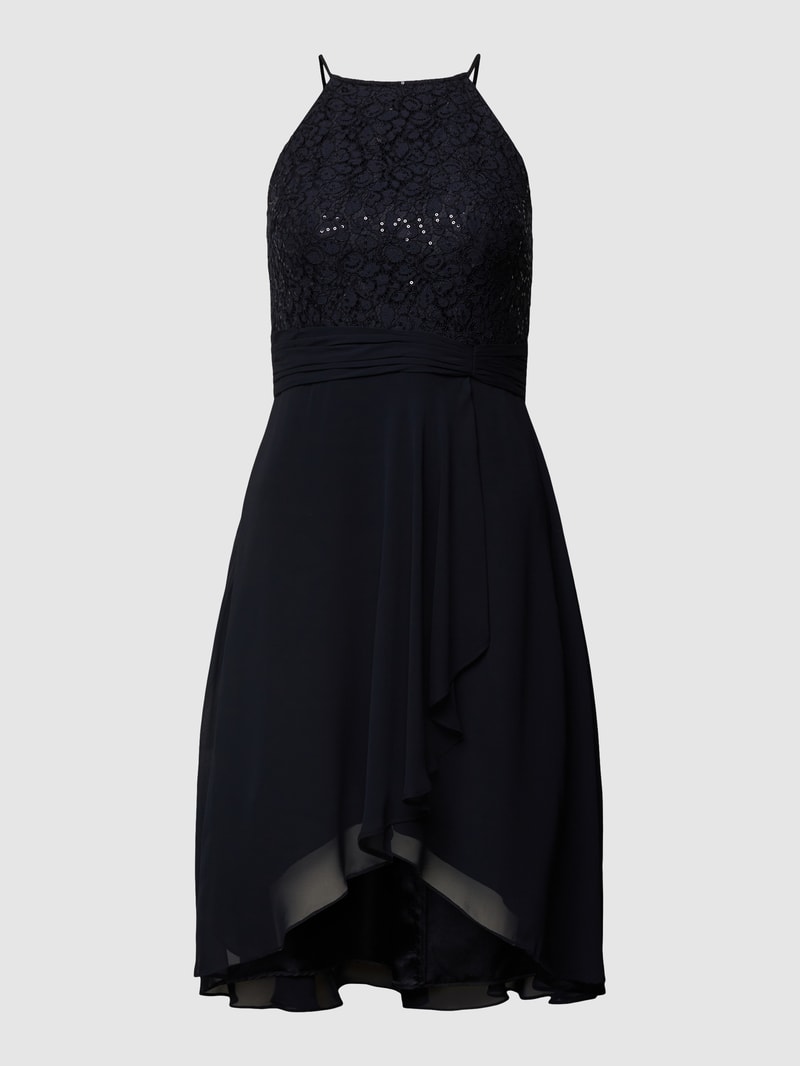 Cocktailkleid mit Baumwoll-Anteil in marineblau meliert