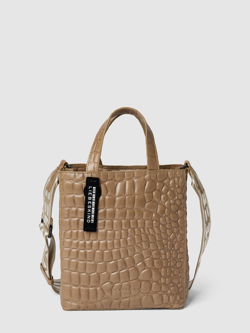 Tote Bag in Reptil-Optik Modell 'Paper Bag' in schlamm
