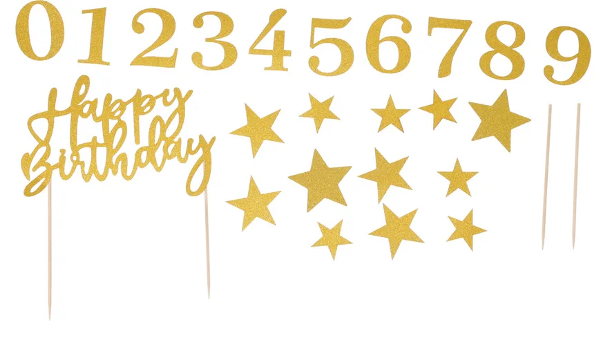 Torten Dekorationsset Happy Birthday gold 42-tlg. gold
