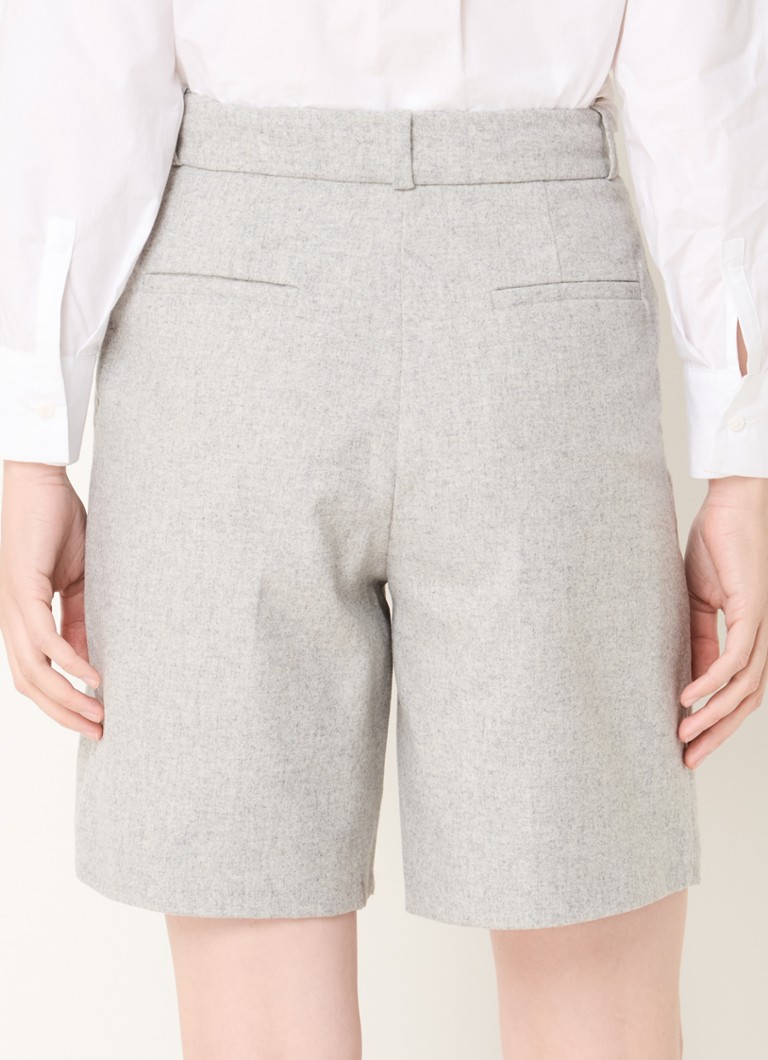 Shorts Claudie Pierlot de cintura alta e corte reto em mistura de lã com estampa variada.