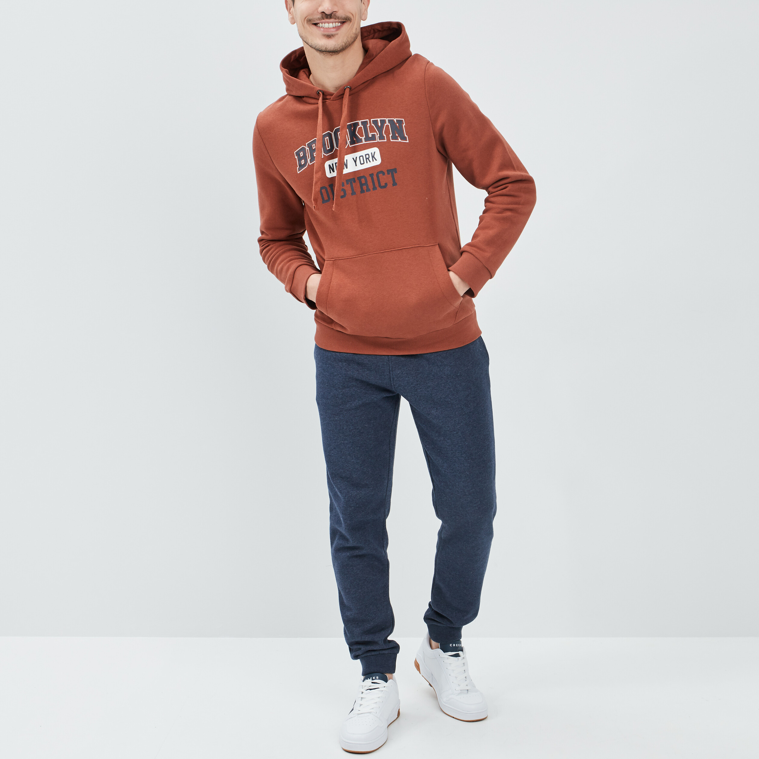 Sweat à capuche hoodie terracotta homme | La Halle