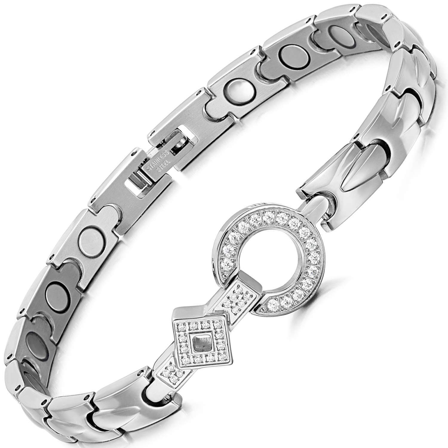 Haiaveng Gliederarmband Gliederarmband,Damen Magnetische Armbänder, Edelstahlarmband Magnetarmband