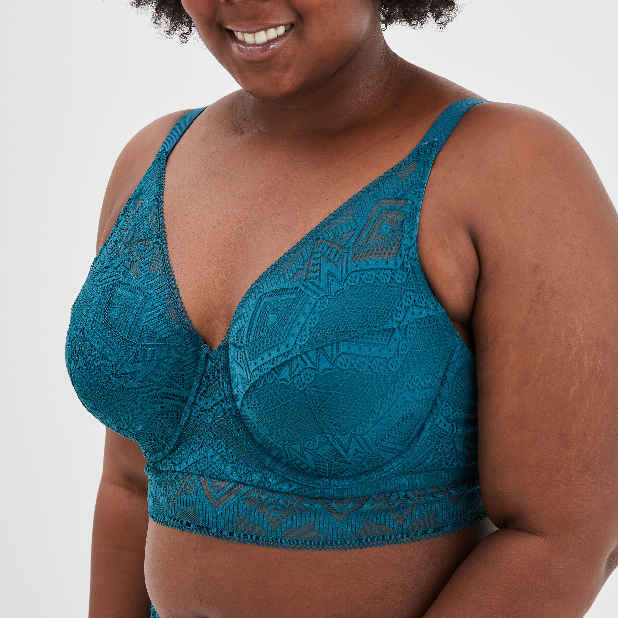 Soutien-gorge foulard dentelle bleu canard femme grande taille | La Halle