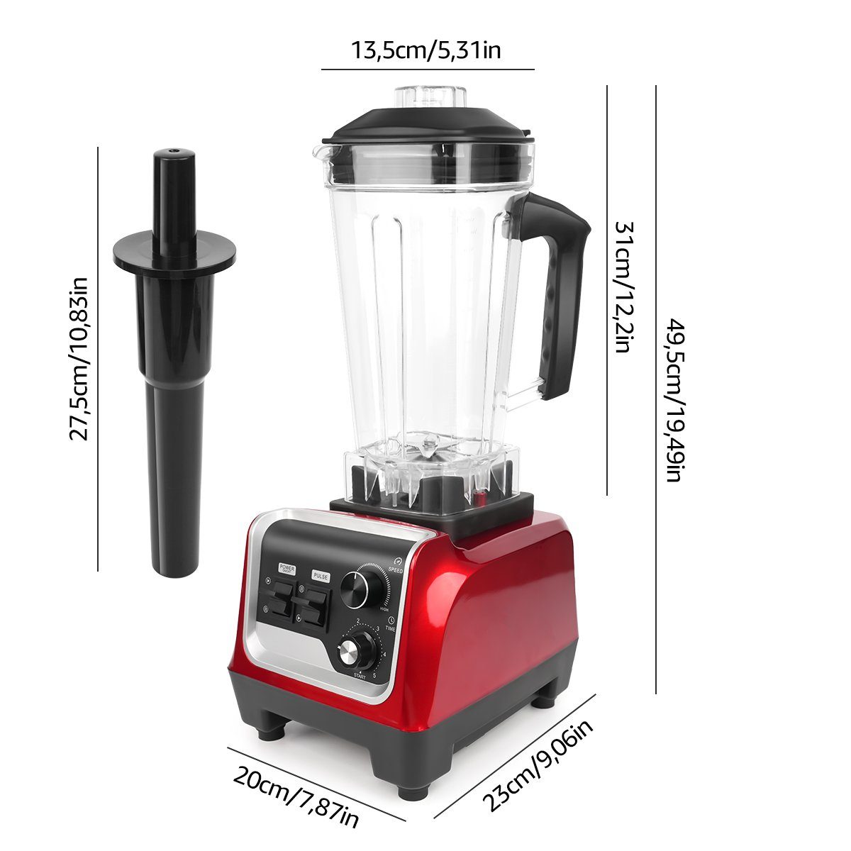 7Magic Standmixer Smoothie Mixer, 1600,00 W, 9 Stufen, Ice Crusher, 2L Behälter + 0,6L Trockenmahlbehälter BPA frei