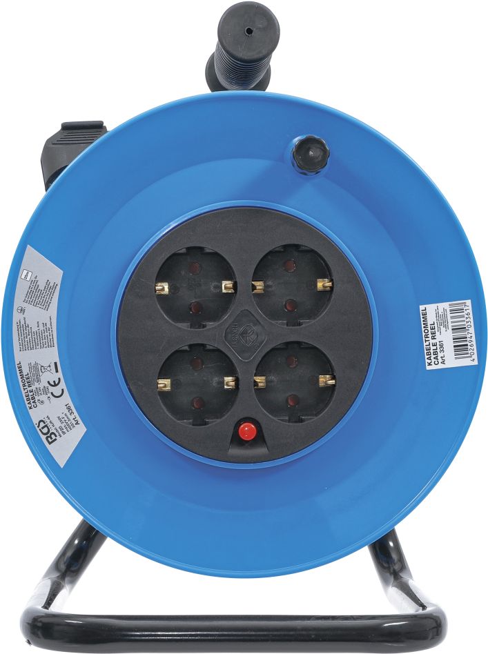 Avvolgicavo BGS 3361 da 25 m, 3 x 1,5 mm², 4 prese, IP 20, 3000 W.