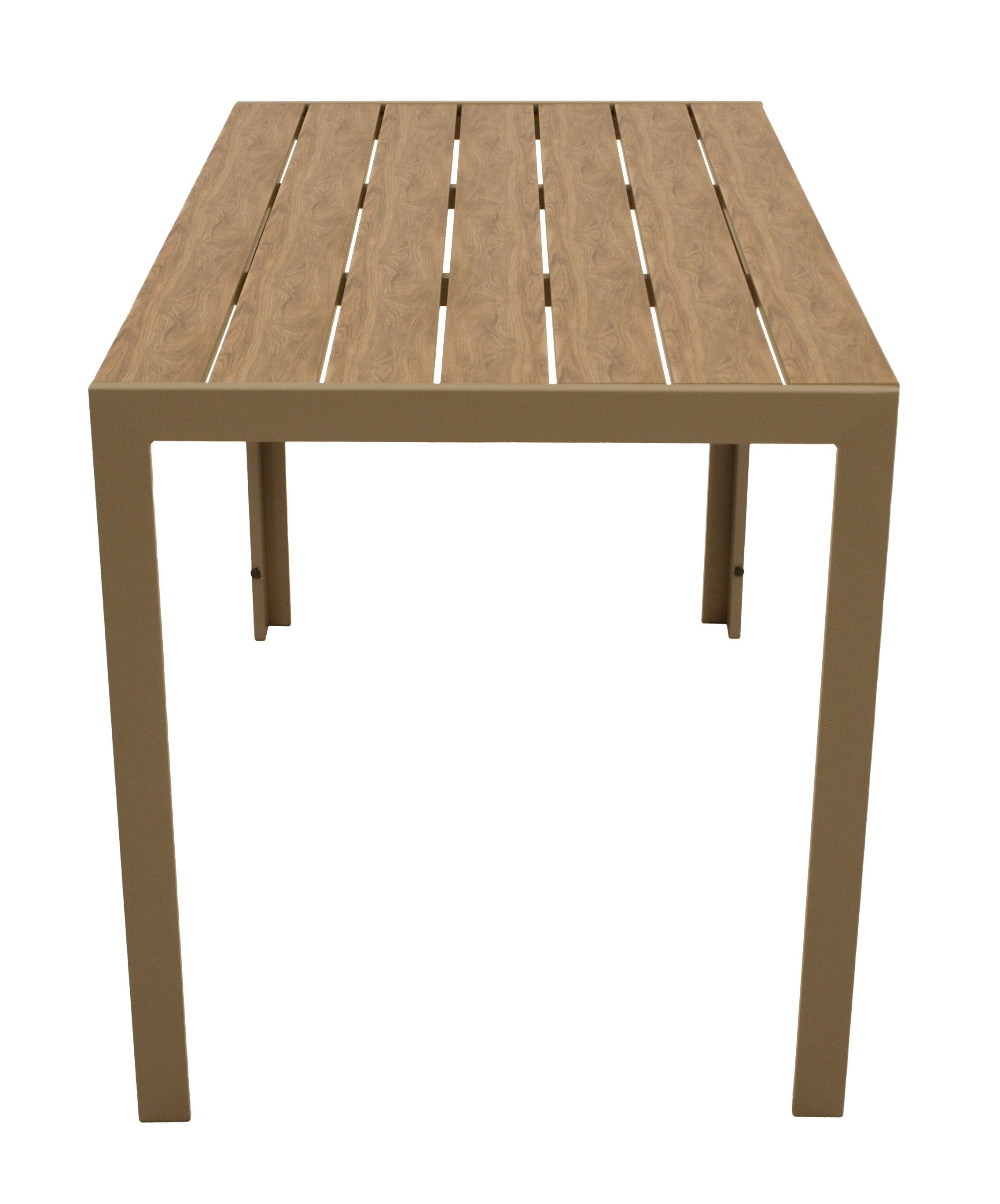 DEGAMO Gartentisch SORANO, rechteckig 125x70cm, Aluminium champagner + Kunstholz braun