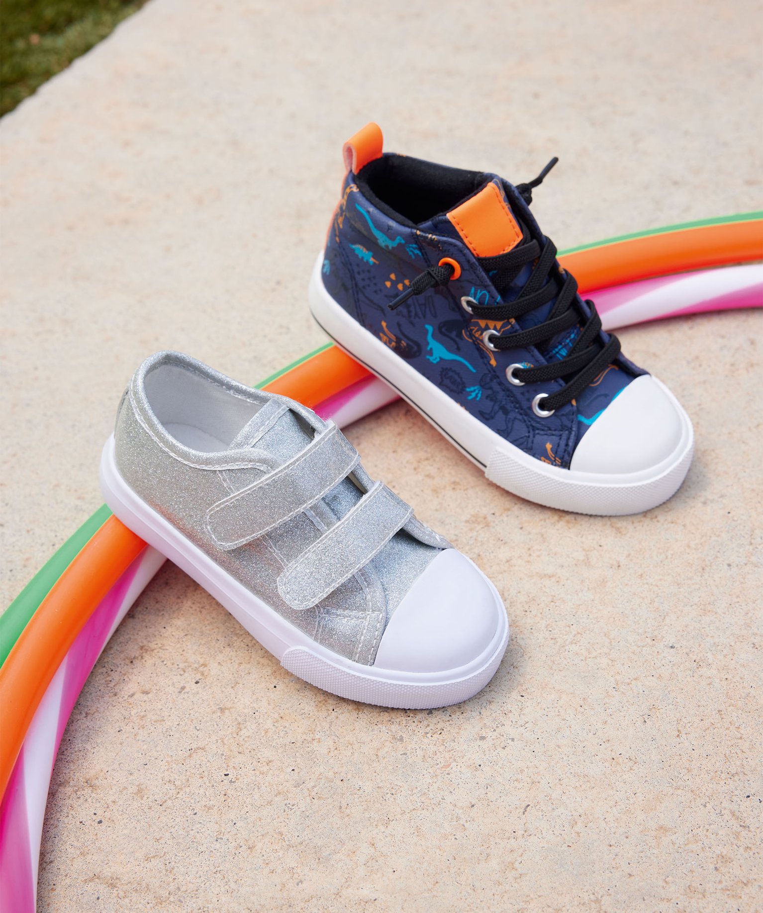 Baskets bébé Garçon à motifs dinosaures et à scratch bleu | GEMO