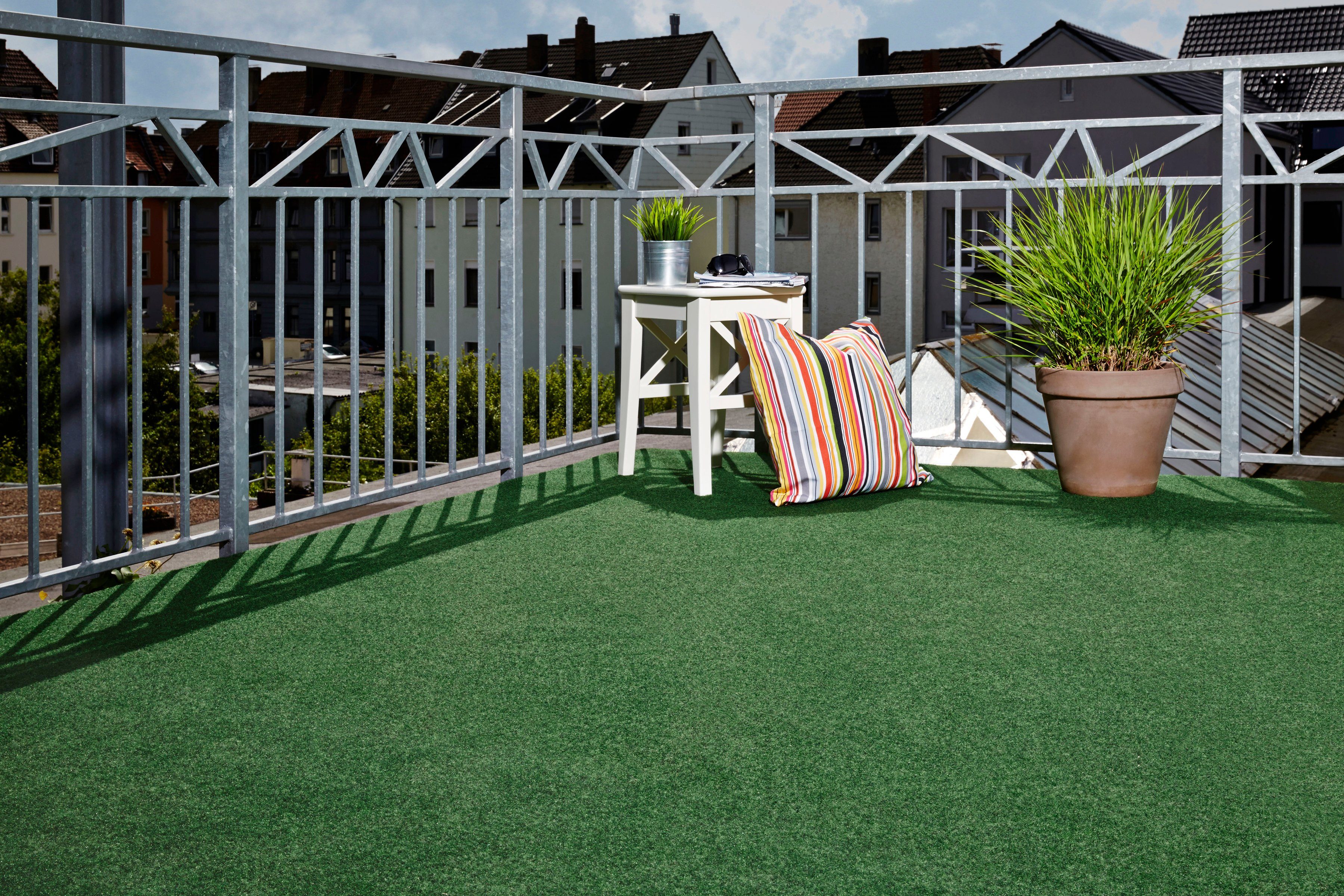 Kunstrasen Komfort Qualität, Andiamo, rechteckig, Höhe: 7 mm, aus Nadelfilz, mit Noppen, für Balkon & Terrasse
