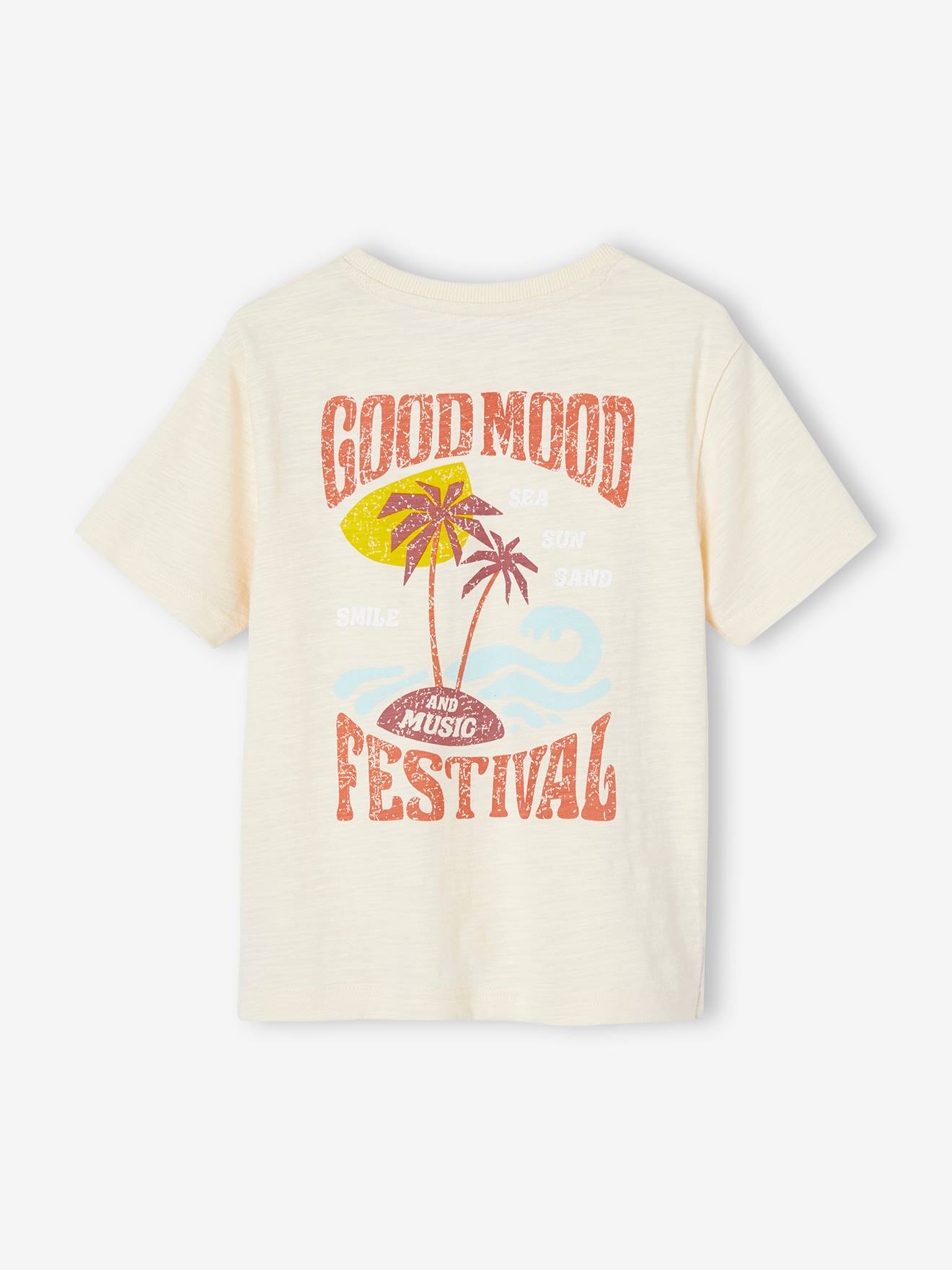 Tee-shirt maxi motif palmiers dos garçon écru
