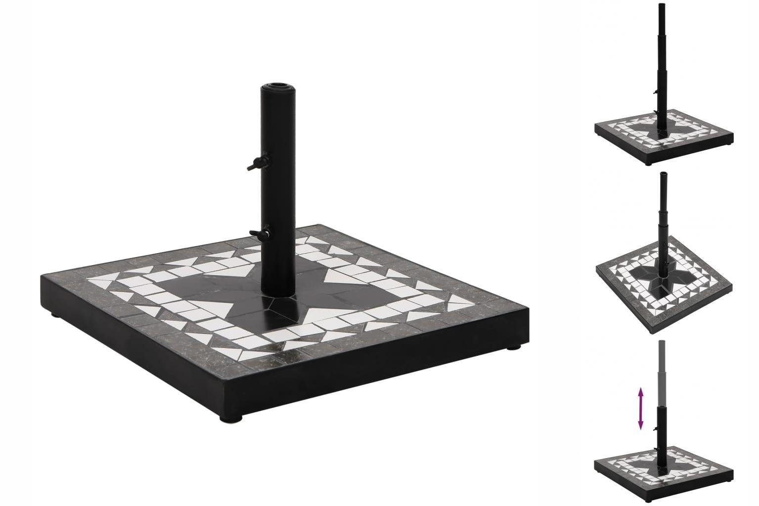vidaXL Schirmhalter Sonnenschirmständer Schwarz und Weiß Quadratisch 12 kg Schirmfuß