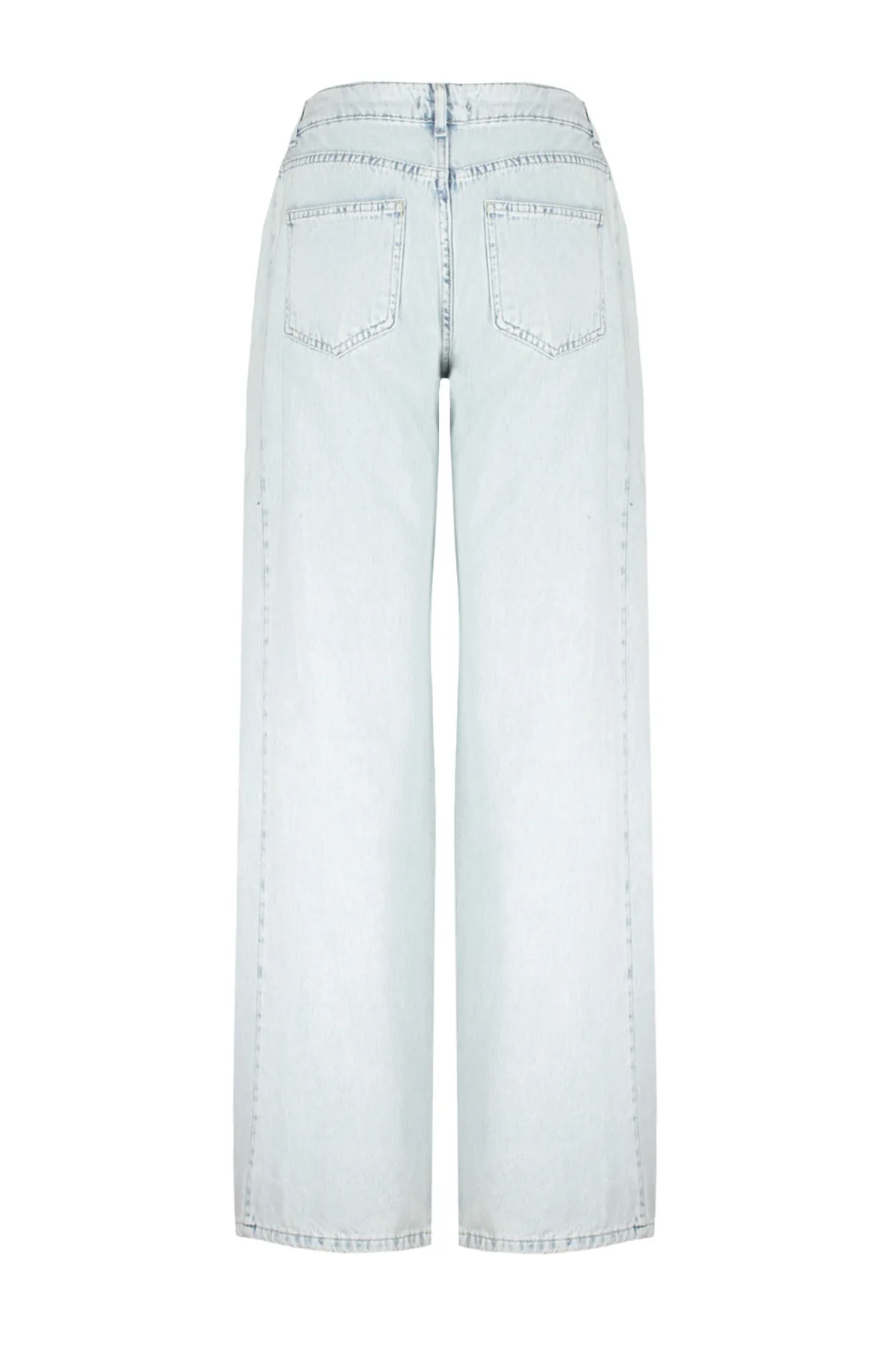 Trendyol Collection  Hellblaue Jeans mit hoher Taille und extra weitem Bein und Ziernähten TWOAW24JE00260