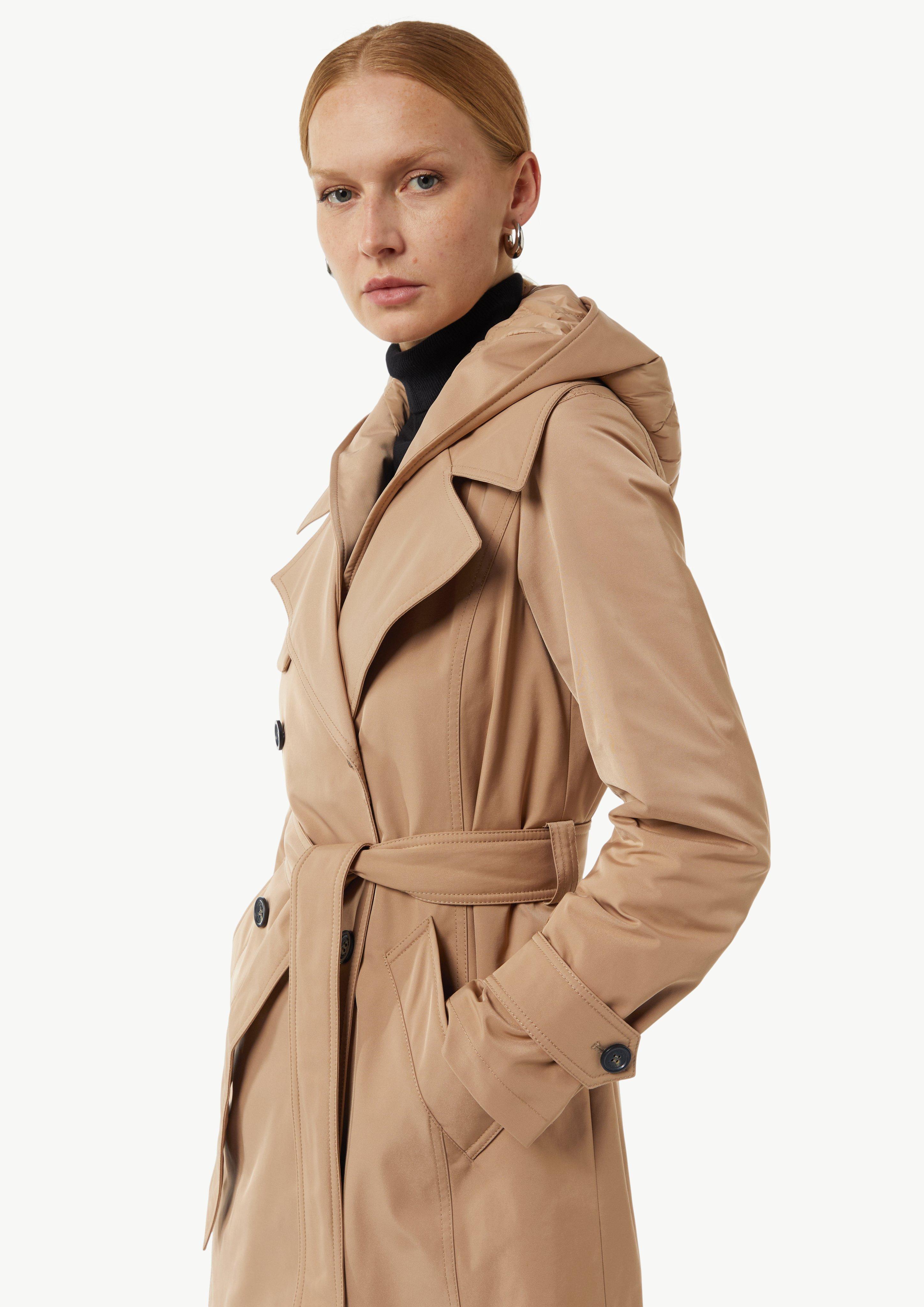 Doppelreihiger Trenchcoat mit gestepptem Innenfutter - sandstein