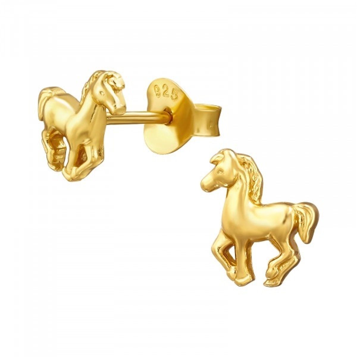 ALEXANDER YORK Paar Ohrstecker PFERD in Gold, 2-tlg., 925 Sterling Silber