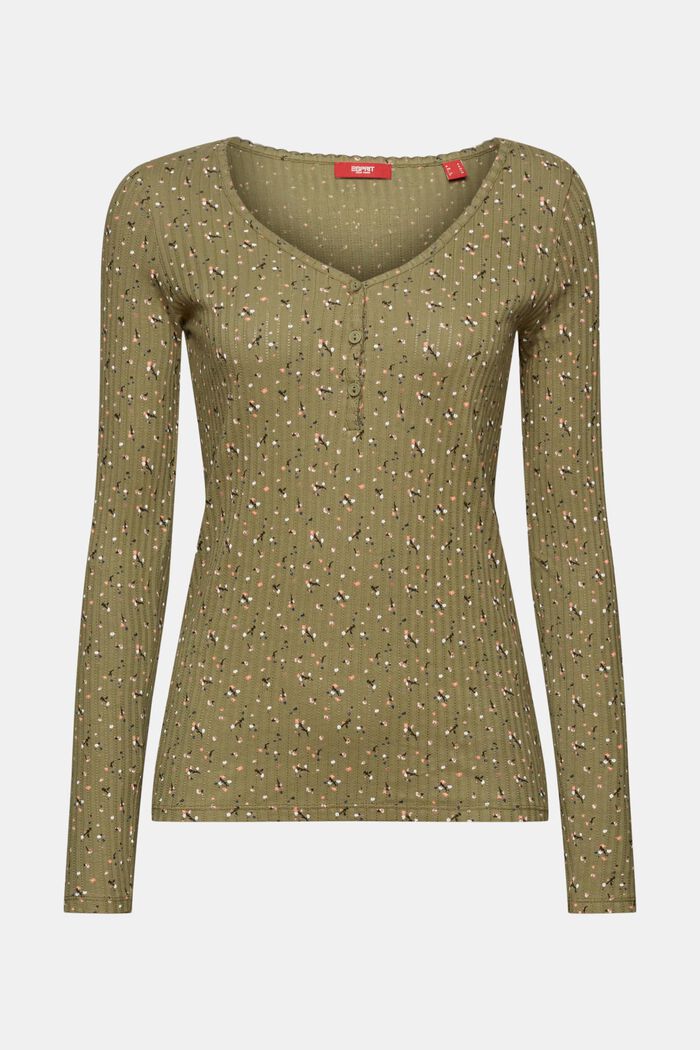 Gemustertes Pointelle-Longsleeve aus Jersey