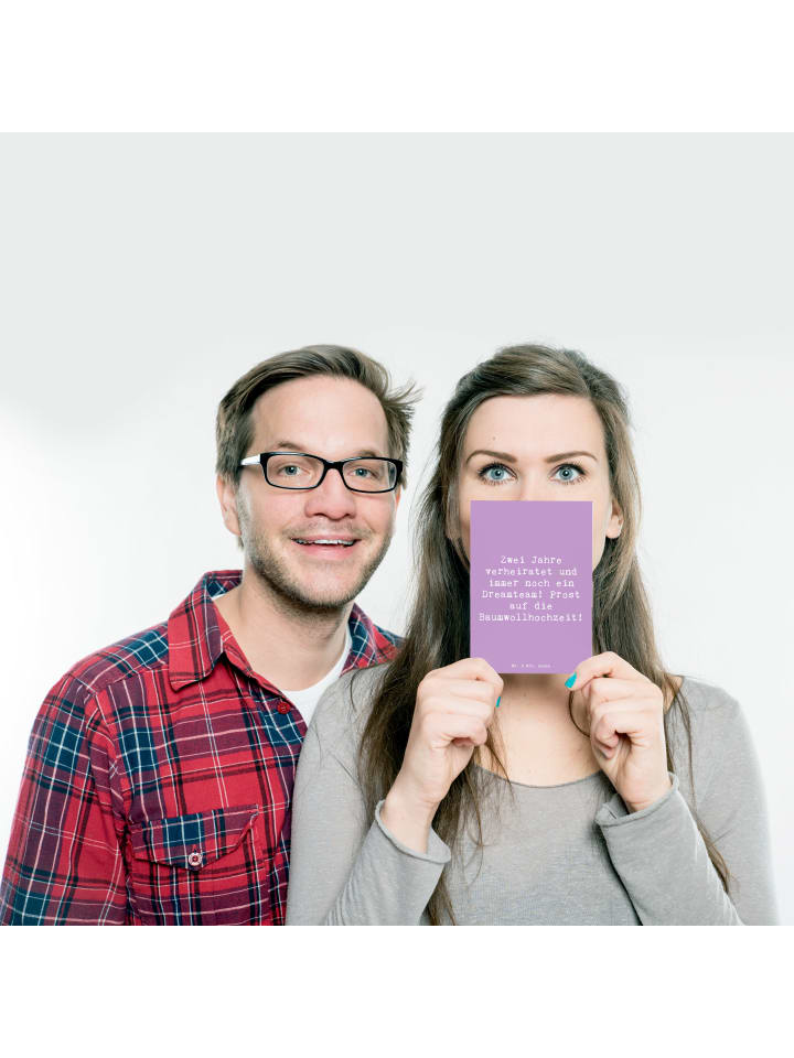 Mr. & Mrs. Panda Postkarte Spruch 2. Hochzeitstag Baumwollhochze... in Lavendeltraum günstig kaufen onesize