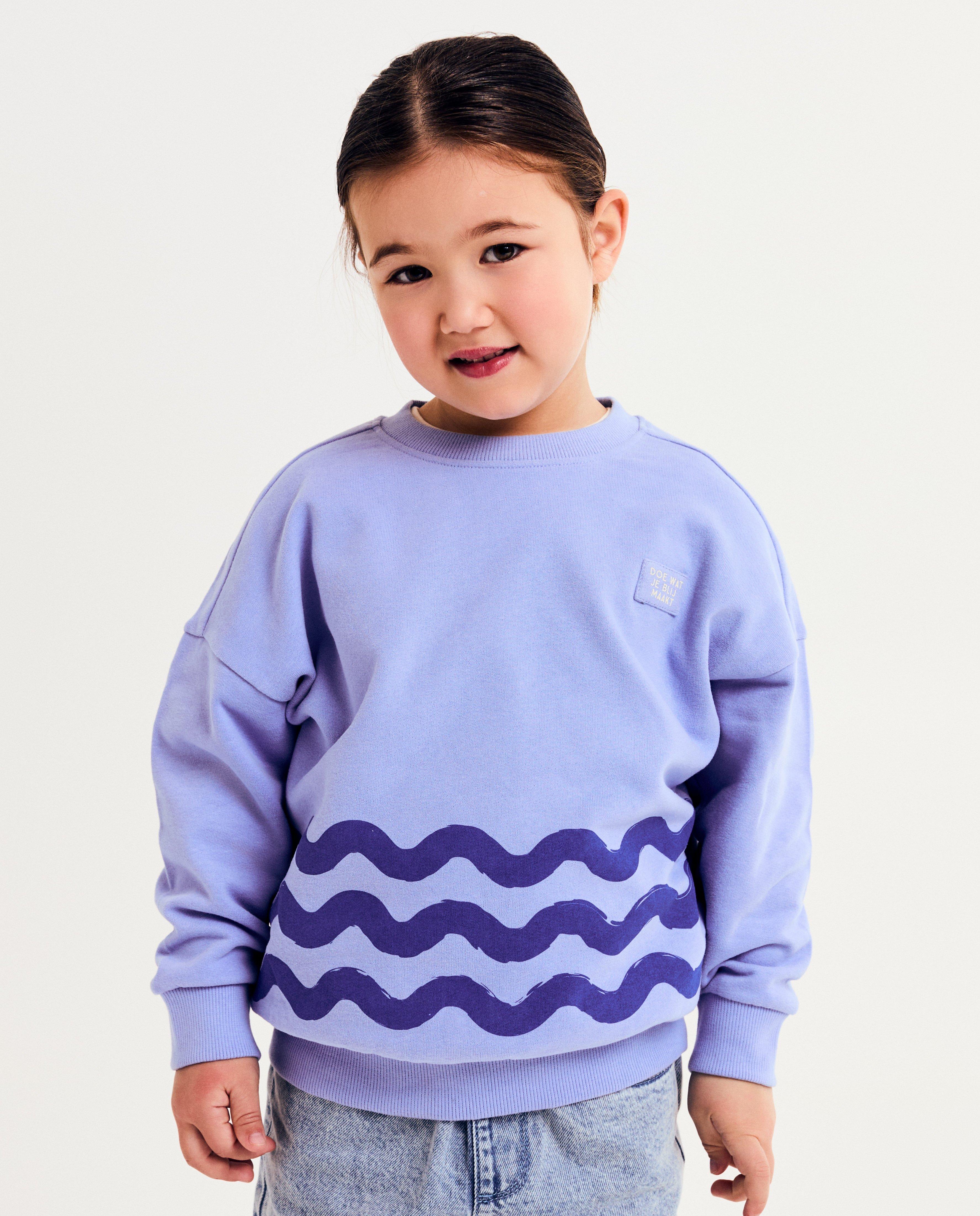 Pulover Elisabeth Lucie Baeten cu dungi ondulate, unisex albastru deschis