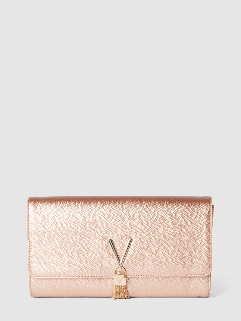 Clutch mit Label-Applikation Modell 'DIVINA' in rose gold