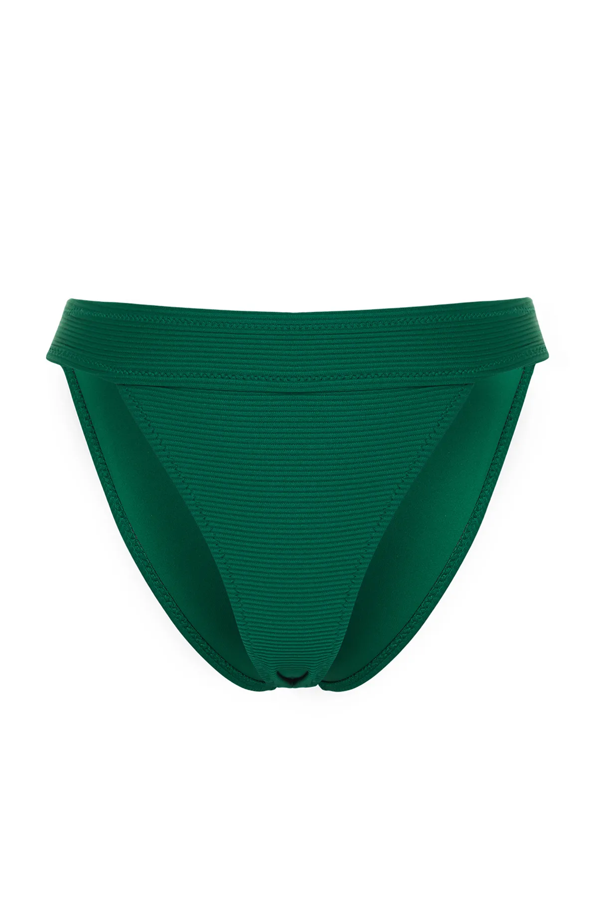 Trendyol Collection  Grüne strukturierte Bikinihose mit hohem Beinausschnitt und regulärem Schnitt TBESS21BA0016