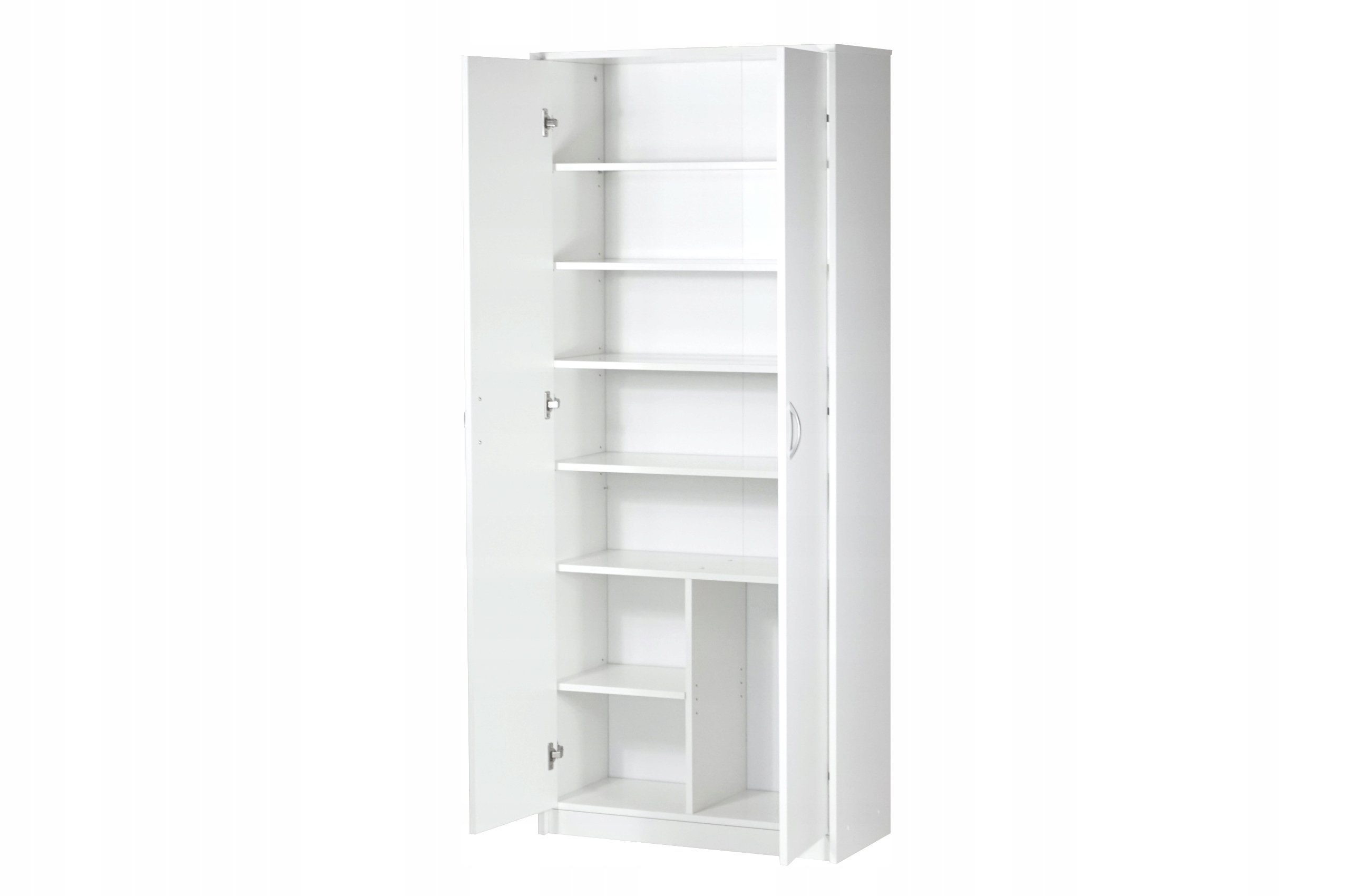 Home Collective Mehrzweckschrank Haushaltsschrank Besenschrank weiß 74cm Breite 180cm Höhe mit sechs Einlegeböden und Extra-Fach, Aktenschrank Haushaltsschrank