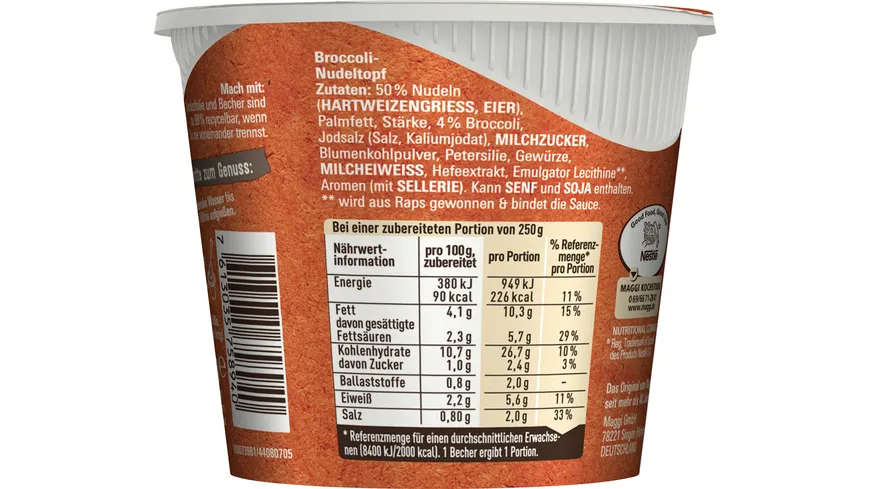 MAGGI 5 Minuten Terrine Broccoli Nudeltopf 50 g