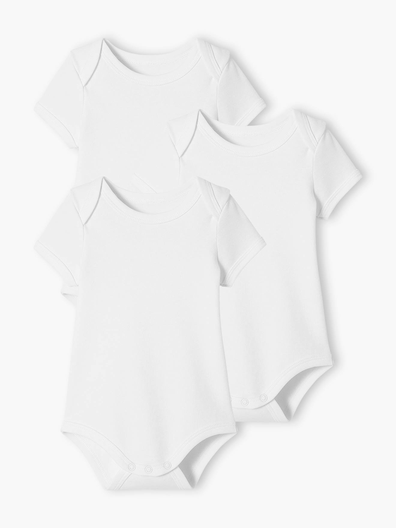 Vertbaudet 3er-Pack Baby Kurzarm-Bodys aus Bio-Baumwolle, Schlupfform BASIC - pack weiß