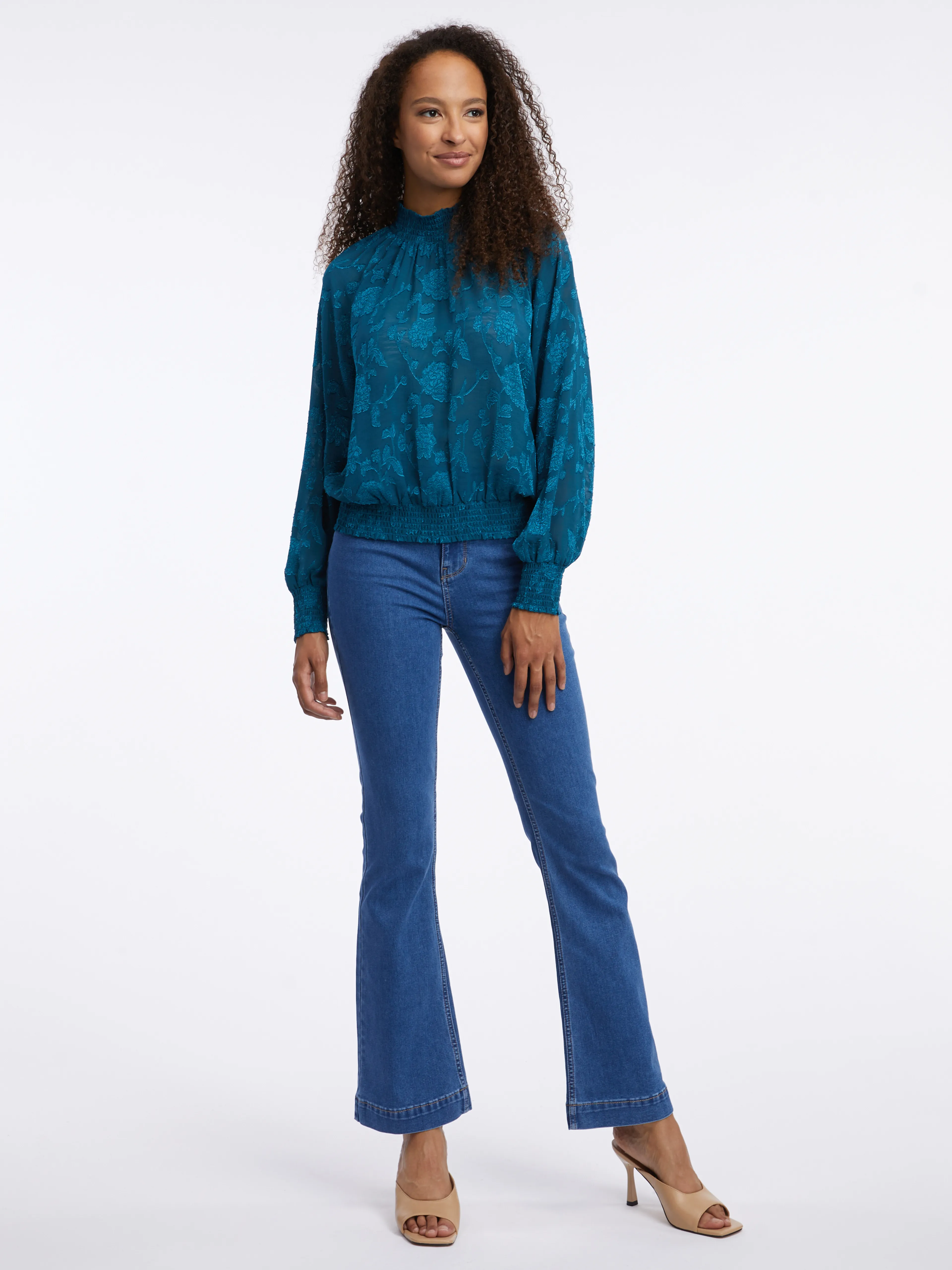 Blaue gemusterte Damenbluse ORSAY