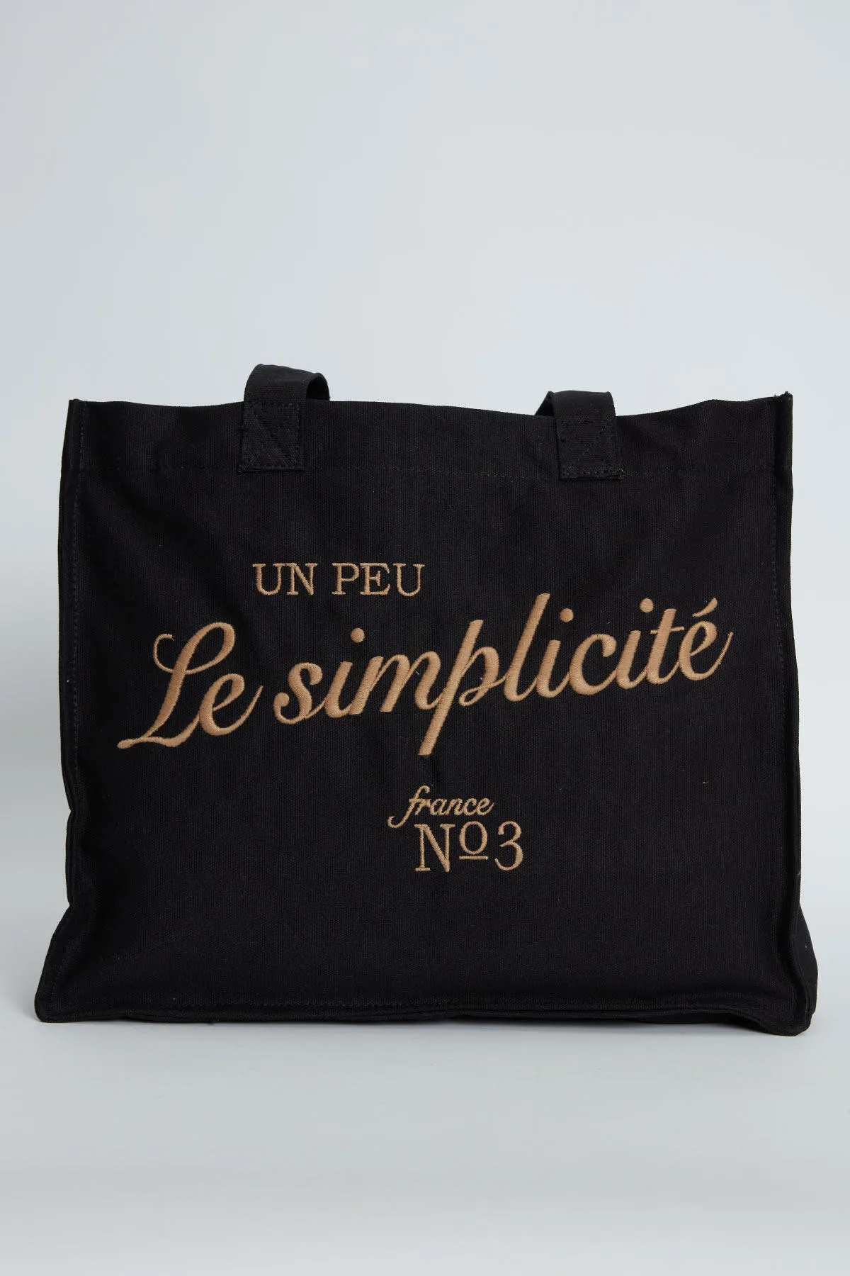 Manuka  Bestickte Shoper-Canvas-Tasche Schwarz