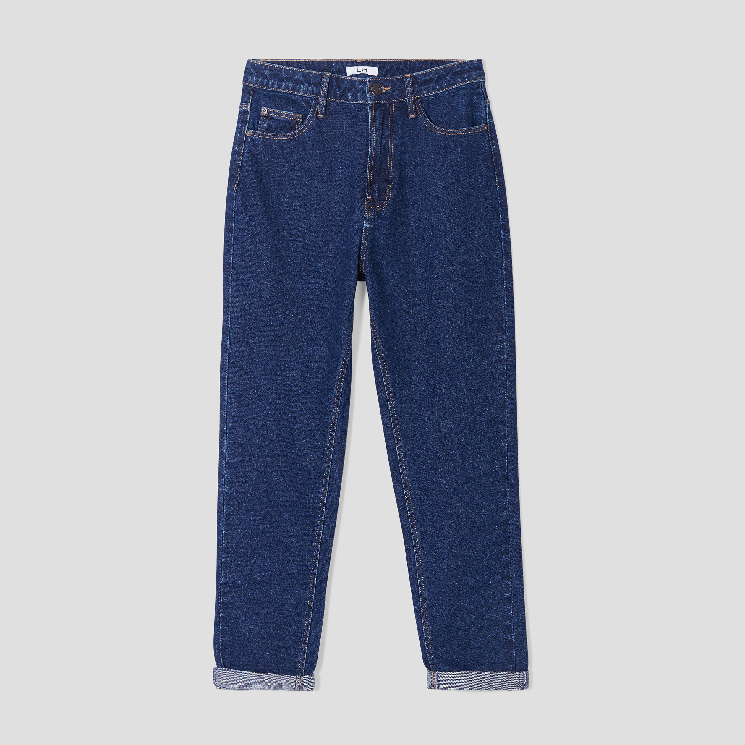 Jeans mom taille haute 7 8ème coton denim brut femme | La Halle