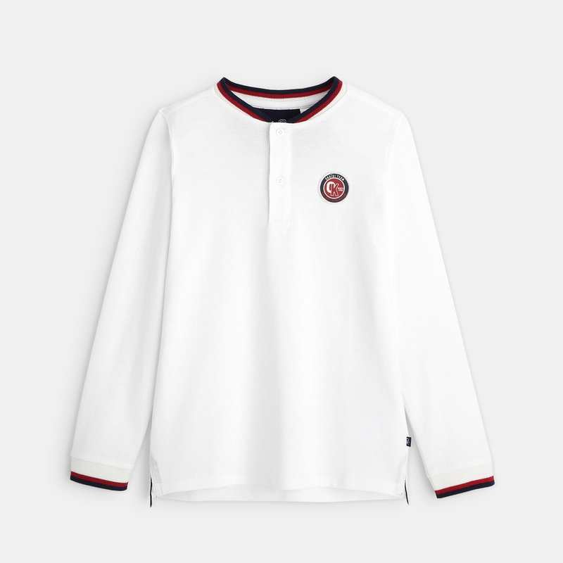 T-shirt manches longues à écusson blanc garçon
