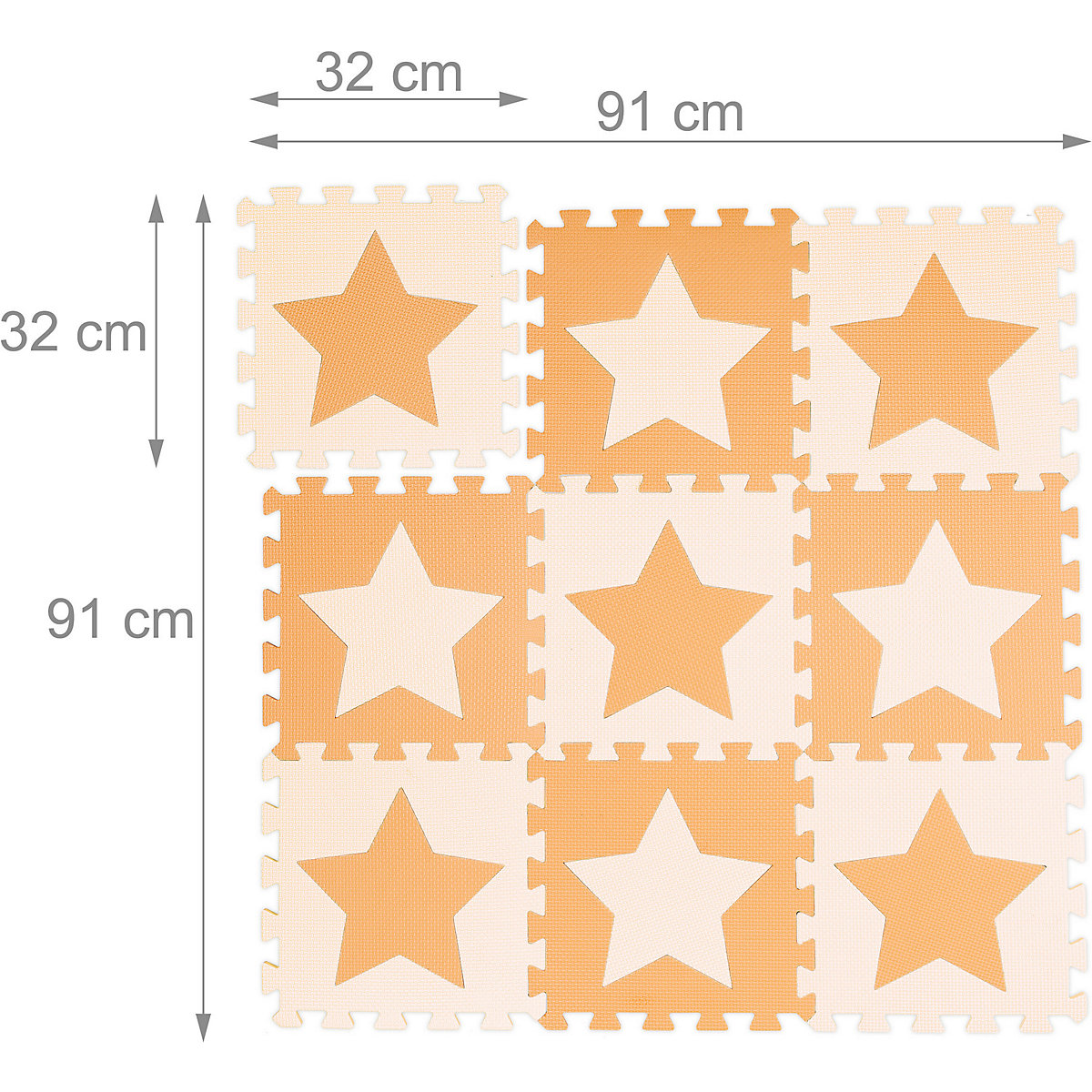 45 x Puzzlematte Sterne orange-beige