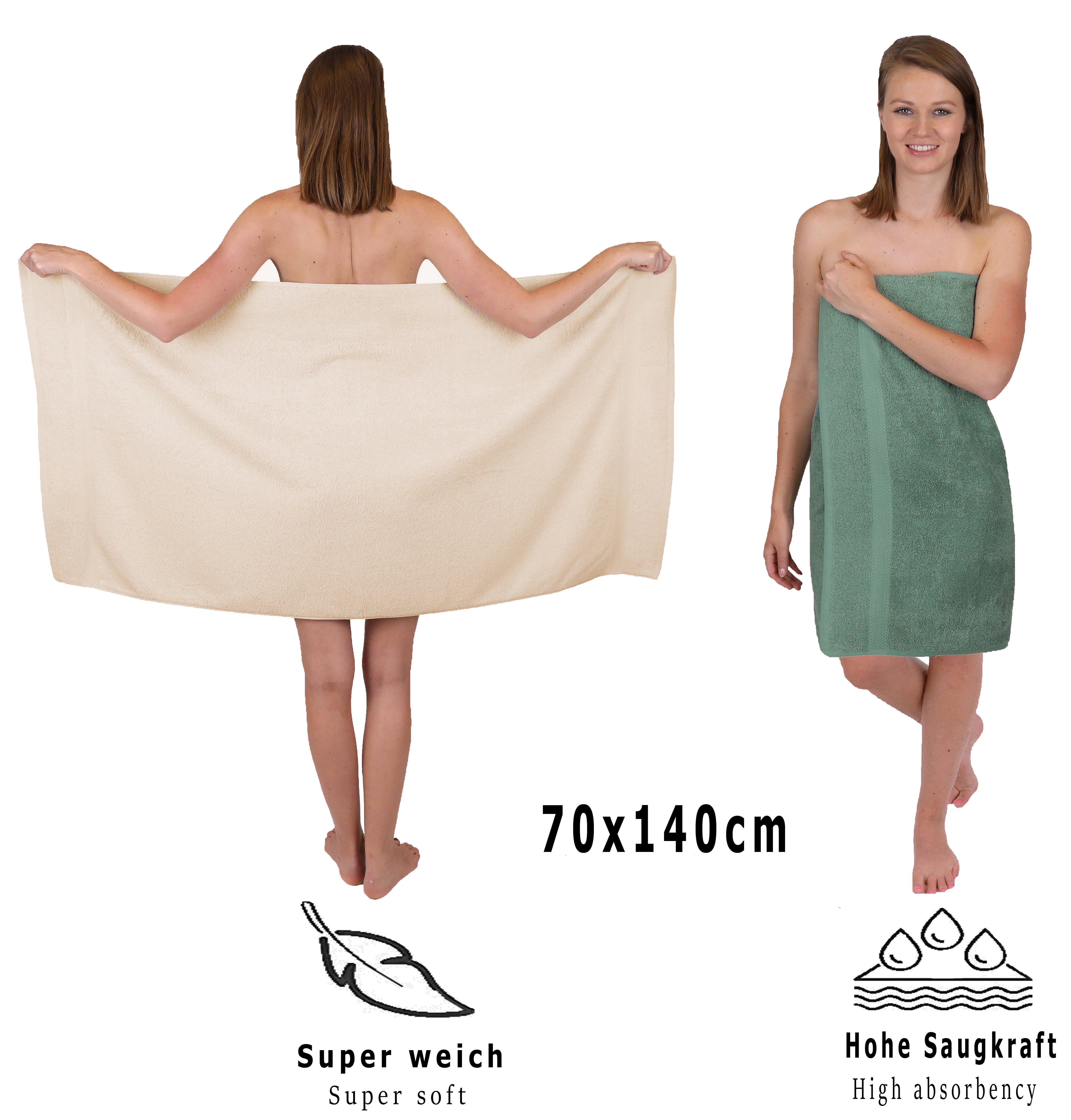 Betz Handtuch Set 12-TLG. Handtuch Set Premium Farbe Sand/tannengrün, 100% Baumwolle, (12-tlg)