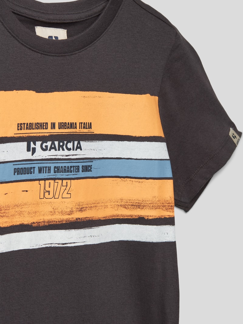 T-Shirt mit Label-Print in dunkelgrau