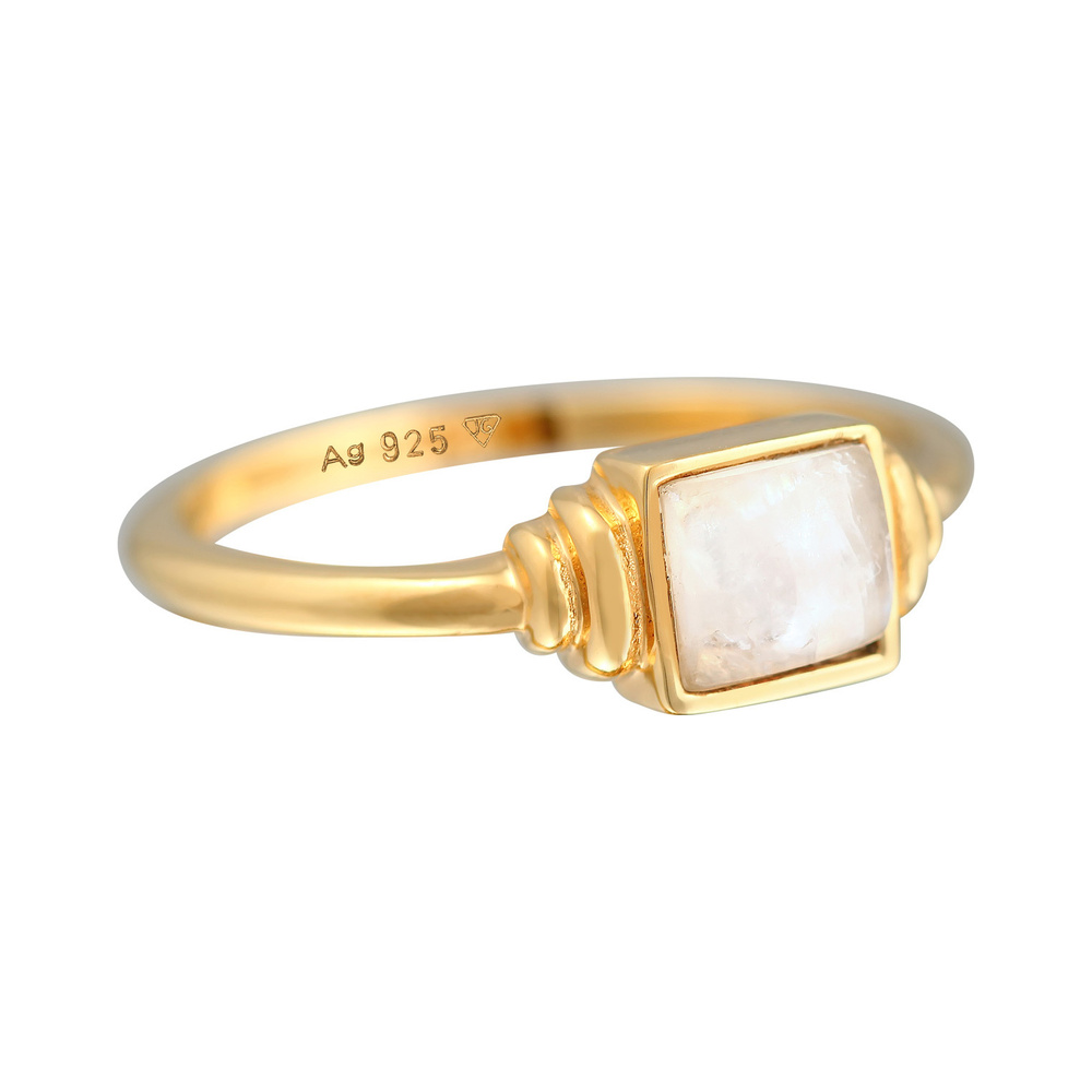 Elli PREMIUM Elli PREMIUM Bague Femmes Carré Vintage avec Pierre de Lune en Argent Sterling 92 Bague