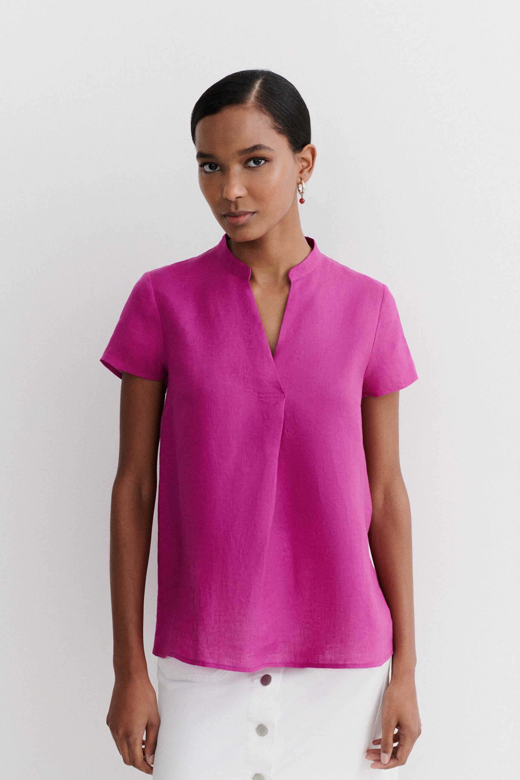 blouse kat 100% lin violet femme