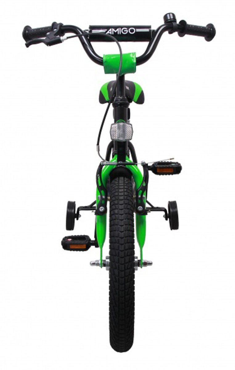 AMIGO BMX-Rad AMIGO BMX Fun 16 Zoll 28 cm Jungen Rücktrittbremse Grün/Mattschwarz, 1 Gang