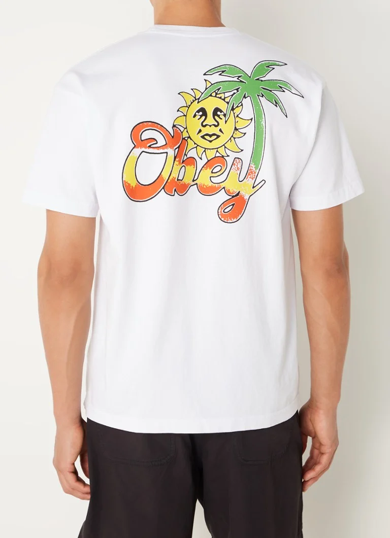 T-shirt Obey Island Of Obey con logo e stampa sul retro.